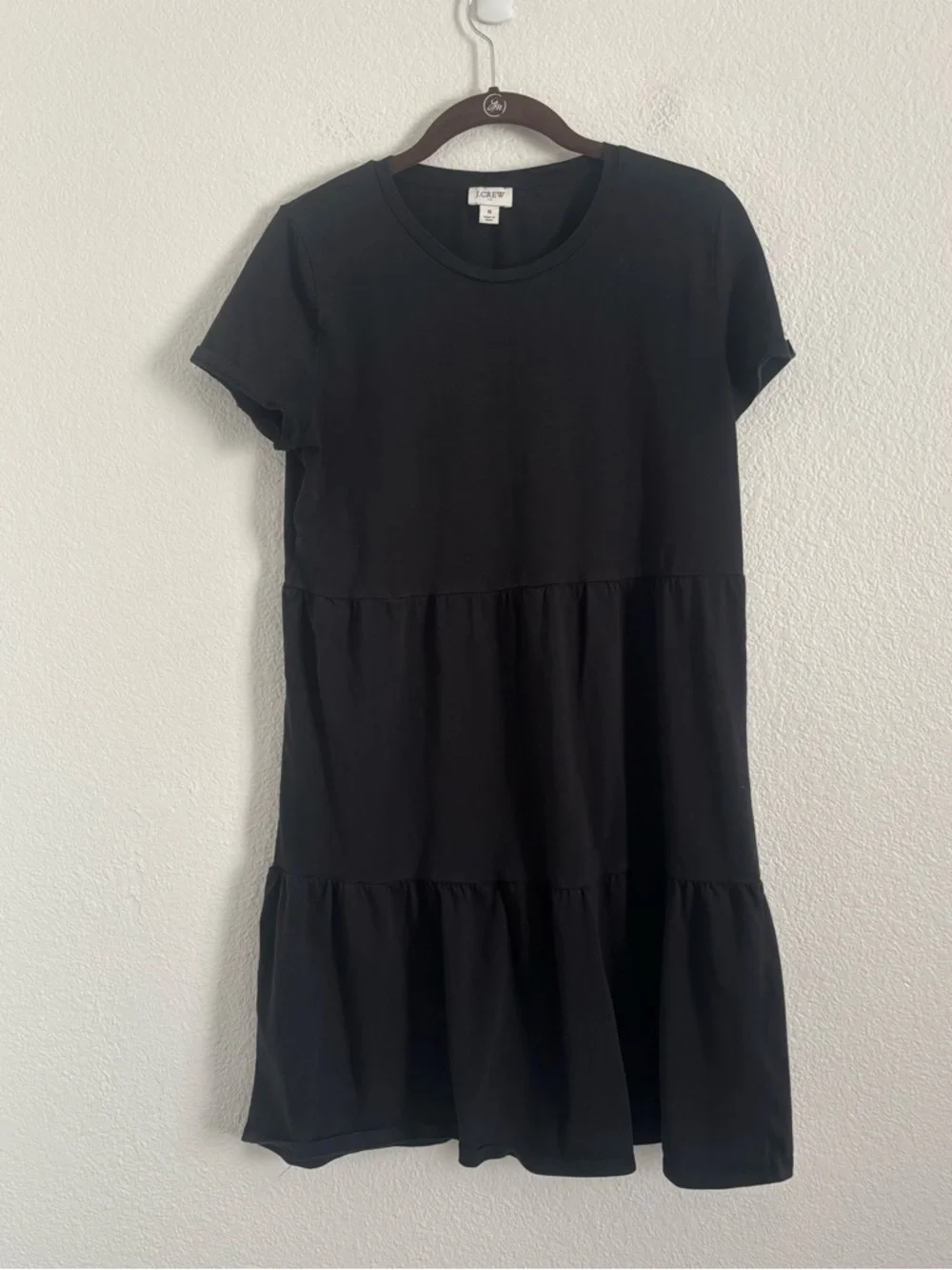 J. Crew Women's Size Small Black Short Sleeve Tiered Mini Dress